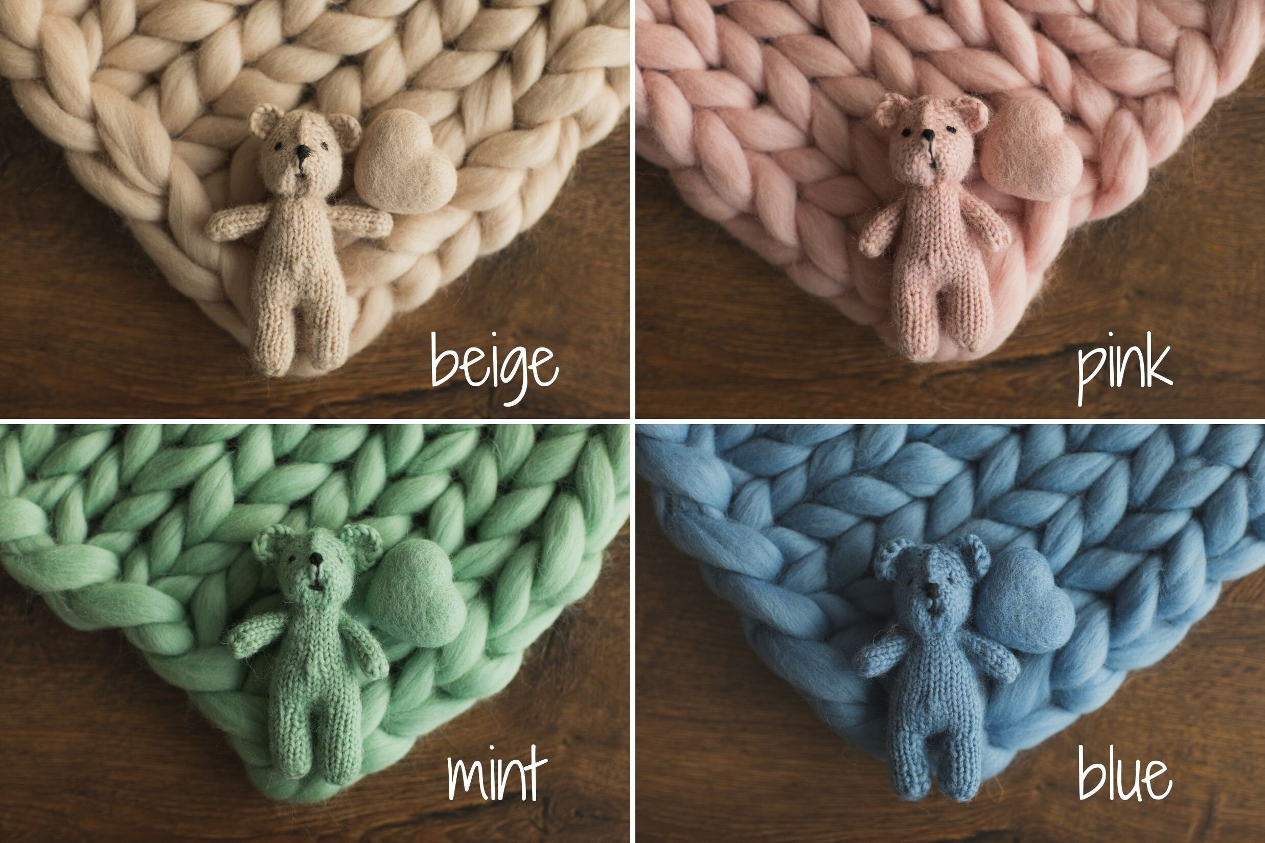 Merino wool Teddy Bear Toy for Newborn Photography,Newborn Knitted Teddy Bear Prop,Newborn Merino wool Blanket,Newborn props for photography