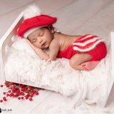 Newborn Christmas Outfit Girl, Newborn Christmas Romper, Newborn Girl Outfit, Newborn Beret French Hat, Newborn Photography Props