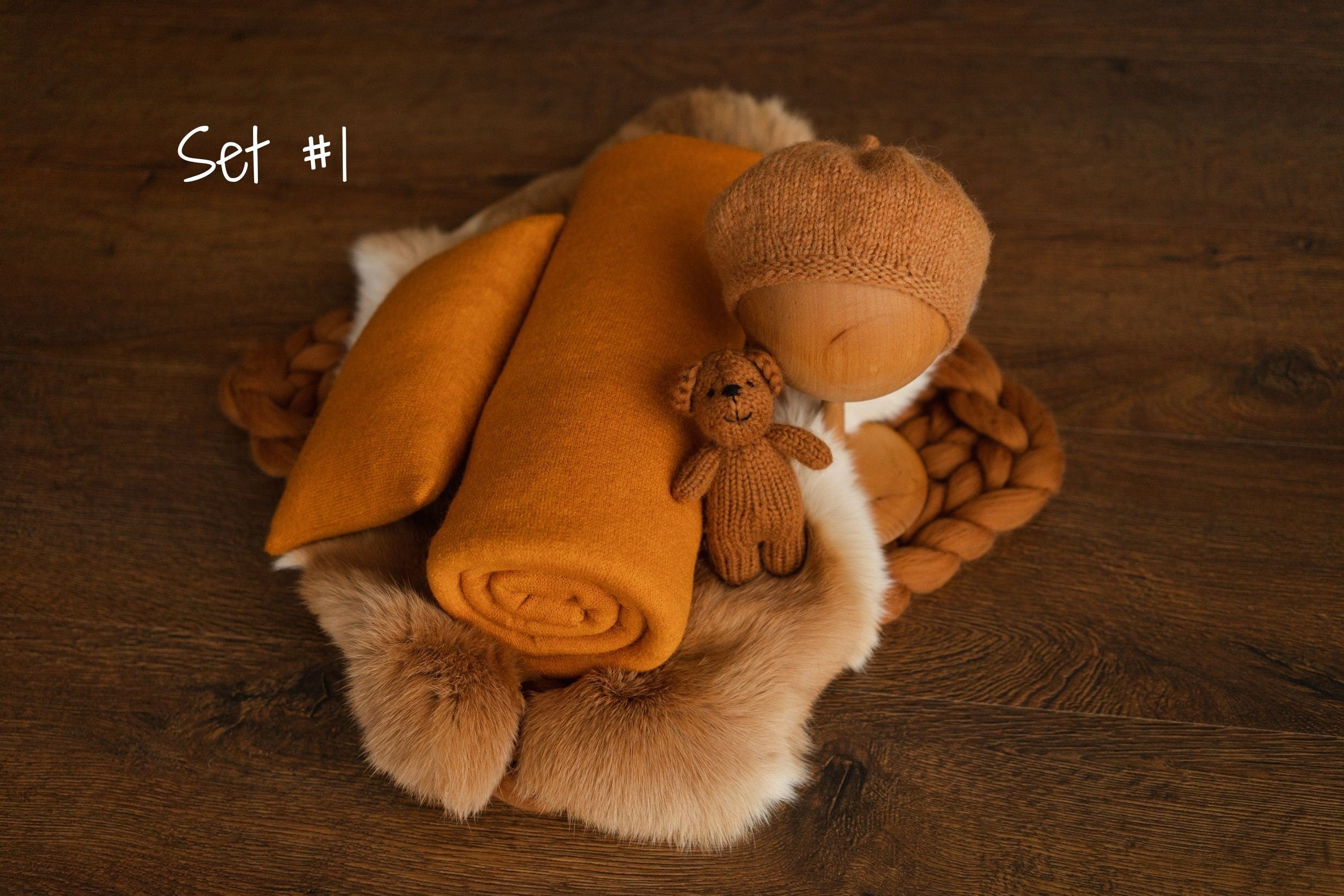 Copper Newborn Photography Props Set, Newborn Posing Fabric,Newborn Bean Bag Fabric Backdrop,Newborn Merino Wool Blanket,Newborn Pillow Prop