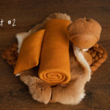 Copper Newborn Photography Props Set, Newborn Posing Fabric,Newborn Bean Bag Fabric Backdrop,Newborn Merino Wool Blanket,Newborn Pillow Prop