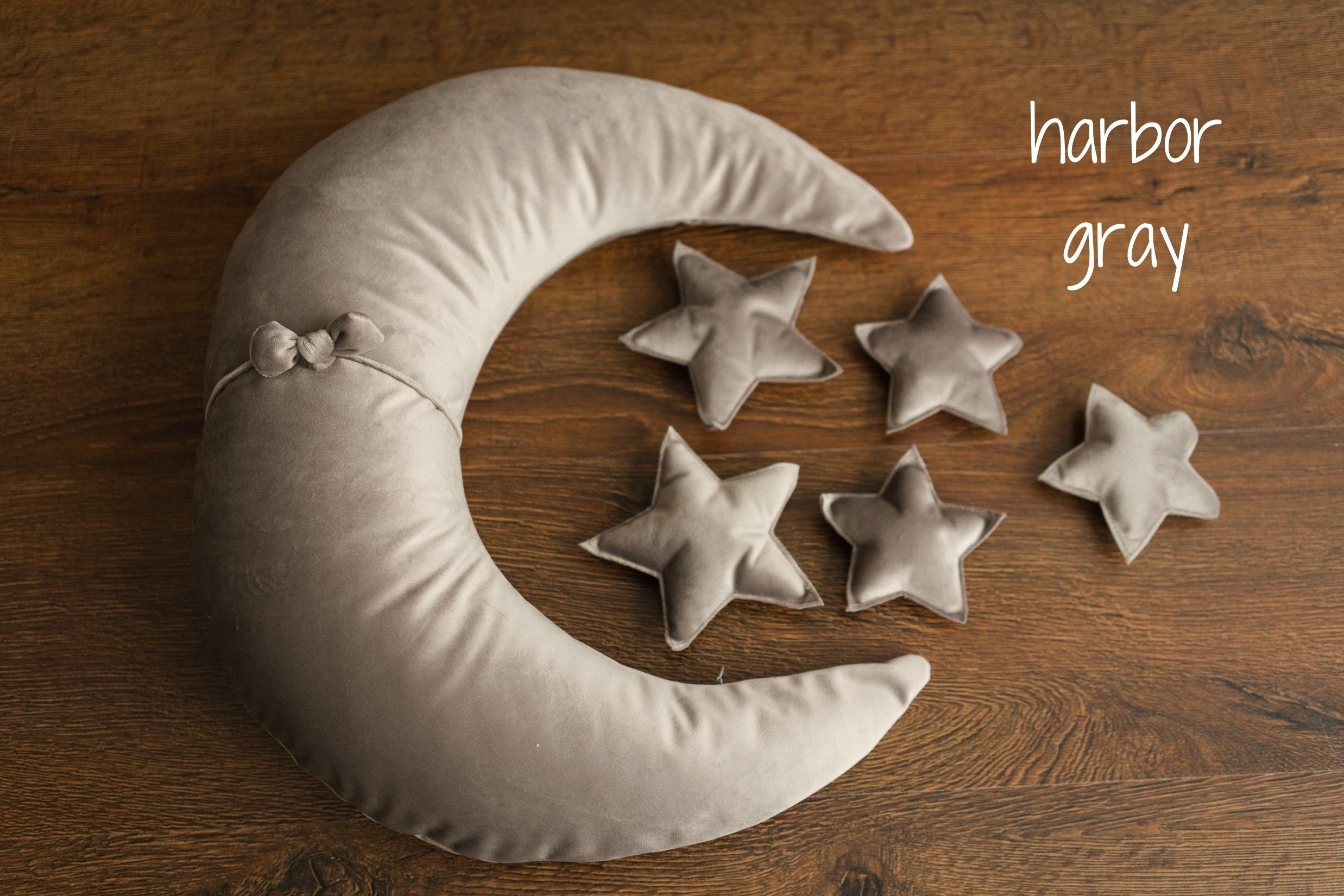 Removable Newborn Velvet Moon Pillow with Stars,Suede Crescent Moon Pillow Props for Newborn Photography,Newborn Photography Moon Props Set