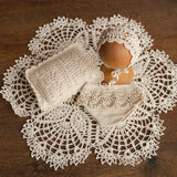 Crochet Newborn Outfit Girl Photography Props Set, Newborn Knitted Blanket, Newborn Posing Pillow, Newborn Crochet Layer,Baby Crochet Pillow