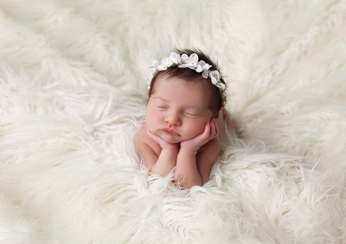 Newborn Flokati Faux Fur Rug, Newborn Photography Props, Basket Stuffer, Curly Fur Rug for Newborn Photoshoot, Flokati Rug Photo Prop