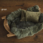 Newborn Velvet Pillow and Fur Set, Velvet Newborn Headband Girl, Newborn Rabbit Fur, Newborn Photography Props Set, Newborn Posing Pillow