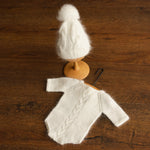 Newborn Cable Knitted Outfit, Newborn Coming Home Outfit,Newborn Cable Knit Hat,Newborn Knitted Outfit,Newborn Photography Props,Pom Pom Hat