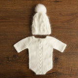 Newborn Cable Knitted Outfit, Newborn Coming Home Outfit,Newborn Cable Knit Hat,Newborn Knitted Outfit,Newborn Photography Props,Pom Pom Hat