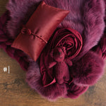 Burgundy Newborn Photography Props, Newborn Merino Wool Blanket,Newborn Posing Pillow,Newborn Teddy Bear Toy,Velvet Newborn Pillow,Baby Bear