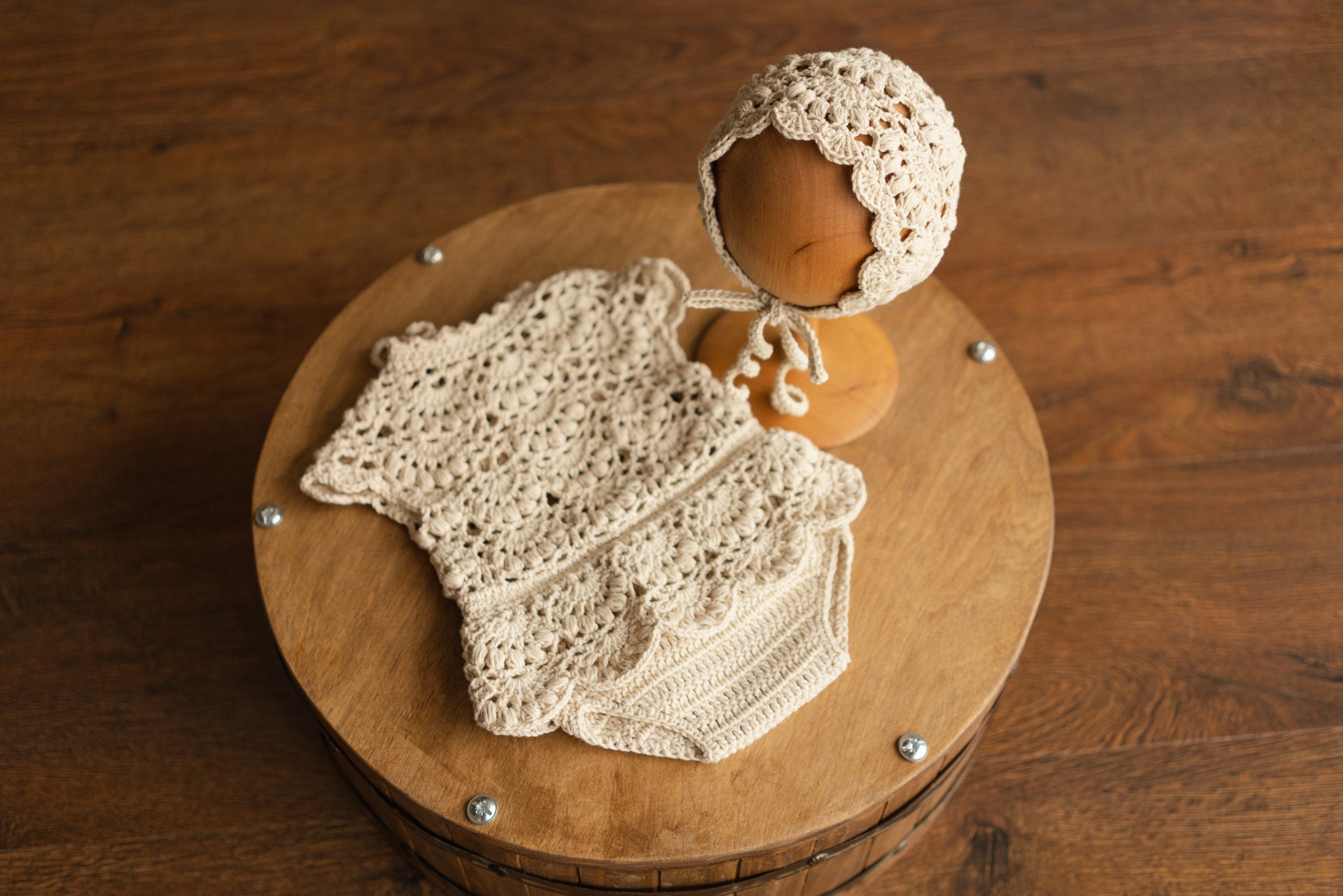 Newborn Crochet Romper and Bonnet for Girl, Newborn Knitted Outfit Girl, Newborn Girl Outfit, Newborn Girl Bonnet,Newborn Photography props