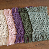 Boho macrame newborn props — matching pillow and placemat add natural texture, warmth, and timeless charm to newborn photo shoots.