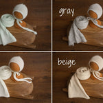 Newborn Knitted Wrap & Bonnet Prop Set, Newborn Knitted Outfit, Newborn Photography Props, Knit Newborn Bonnet, Baby Props for Photography,