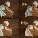 Newborn Knitted Wrap & Bonnet Prop Set, Newborn Knitted Outfit, Newborn Photography Props, Knit Newborn Bonnet, Baby Props for Photography,