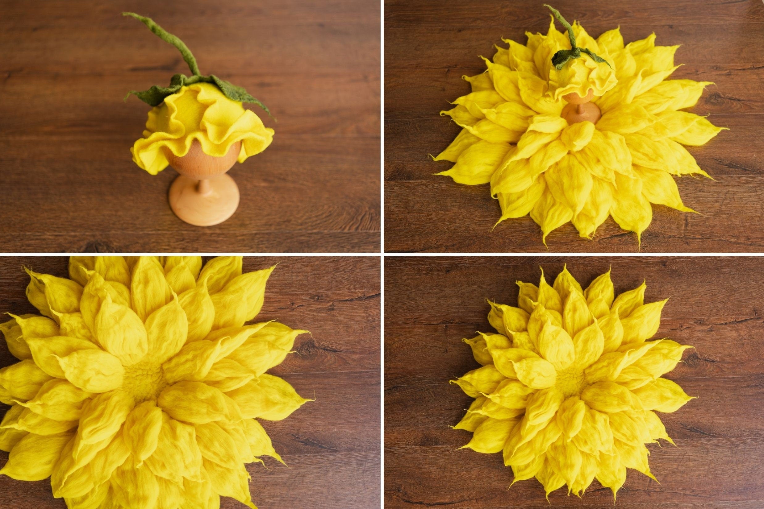 Baby Flower Felt Hat, Flower Newborn Merino Wool Felted Rug Set with Felted Hat for Girl, Newborn Photography props,Newborn Felted Props Set