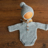 Newborn Romper Outfit with Pom Pom Hat, Newborn Boy Coming Home Outfit, Newborn Girl Romper,Newborn Knitted Outfit,Newborn Photography props