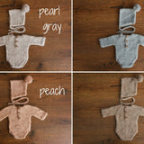 Newborn Romper Outfit with Pom Pom Hat, Newborn Boy Coming Home Outfit, Newborn Girl Romper,Newborn Knitted Outfit,Newborn Photography props