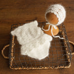 Newborn Knitted Girl Romper, Newborn Girl Bonnet, Newborn Romper Girl, Newborn Girl Outfit,Newborn Photography Props,Newborn Photo Props Set