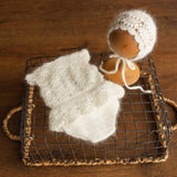 Newborn Knitted Girl Romper, Newborn Girl Bonnet, Newborn Romper Girl, Newborn Girl Outfit,Newborn Photography Props,Newborn Photo Props Set