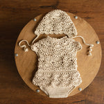 Newborn Crochet Romper and Bonnet for Girl, Newborn Knitted Outfit Girl, Newborn Girl Outfit, Newborn Girl Bonnet,Newborn Photography props
