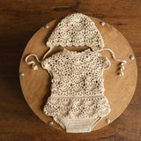 Newborn Crochet Romper and Bonnet for Girl, Newborn Knitted Outfit Girl, Newborn Girl Outfit, Newborn Girl Bonnet,Newborn Photography props