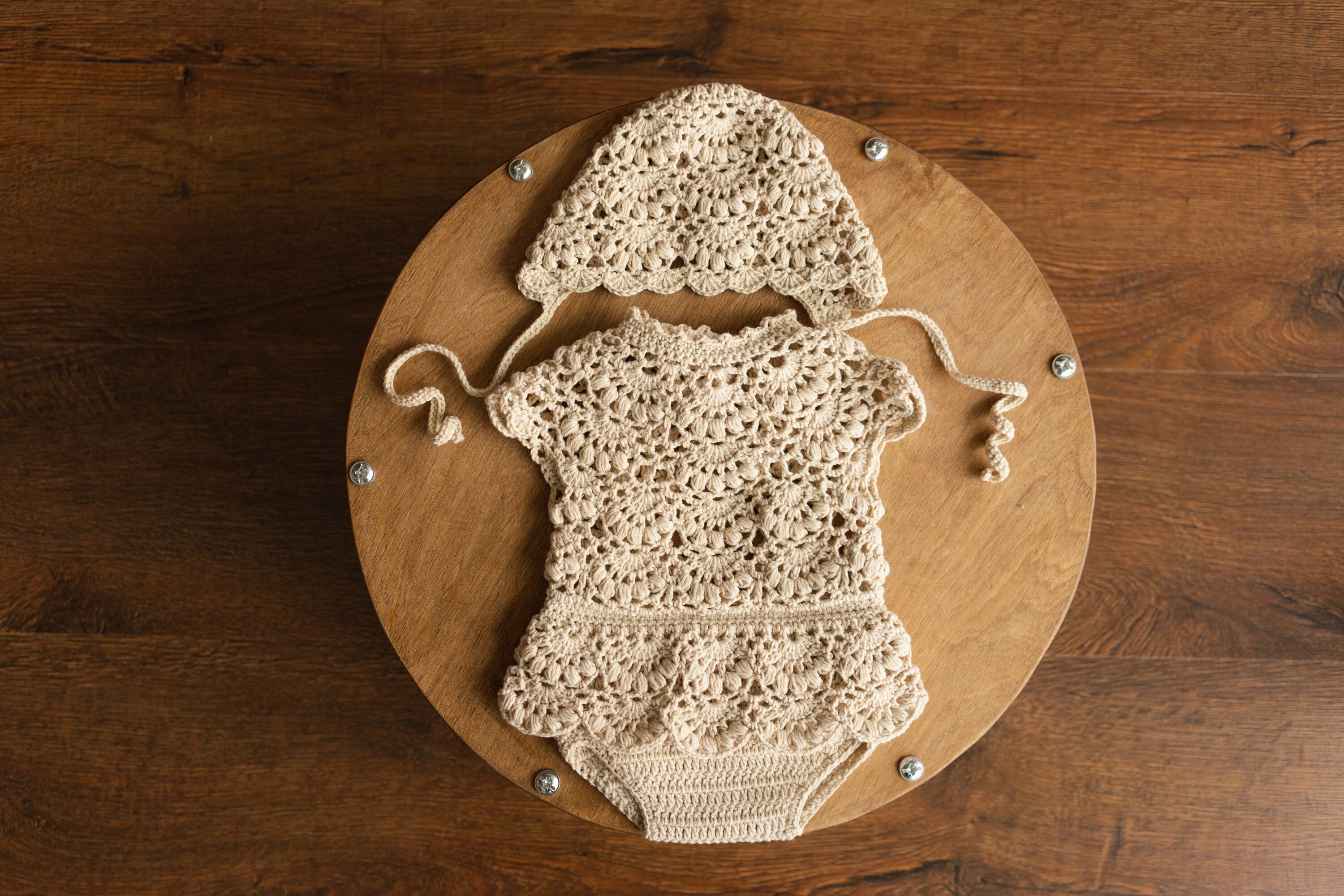 Newborn Crochet Romper and Bonnet for Girl, Newborn Knitted Outfit Girl, Newborn Girl Outfit, Newborn Girl Bonnet,Newborn Photography props