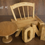 Newborn Wooden Chair and 'ONE' Letters Set, Cake Smash Props,Photography Props for Cake Smash and First Birthday Photos,Newborn Wooden Chair