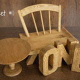 Newborn Wooden Chair and 'ONE' Letters Set, Cake Smash Props,Photography Props for Cake Smash and First Birthday Photos,Newborn Wooden Chair
