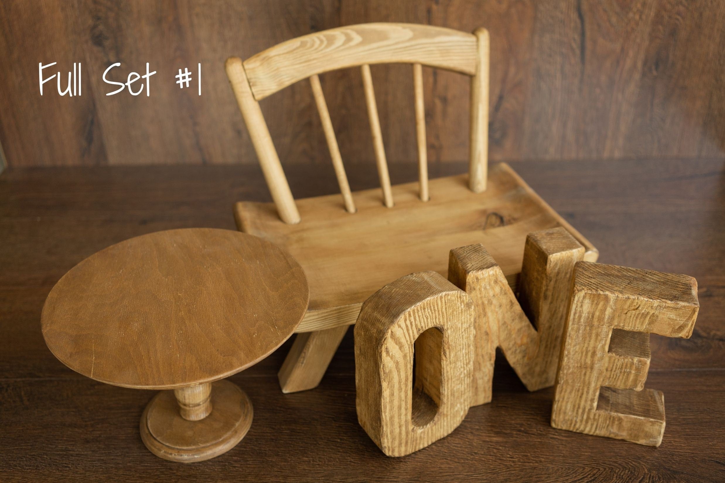 Newborn Wooden Chair and 'ONE' Letters Set, Cake Smash Props,Photography Props for Cake Smash and First Birthday Photos,Newborn Wooden Chair