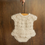 Newborn Knitted Girl Romper, Newborn Girl Bonnet, Newborn Romper Girl, Newborn Girl Outfit,Newborn Photography Props,Newborn Photo Props Set