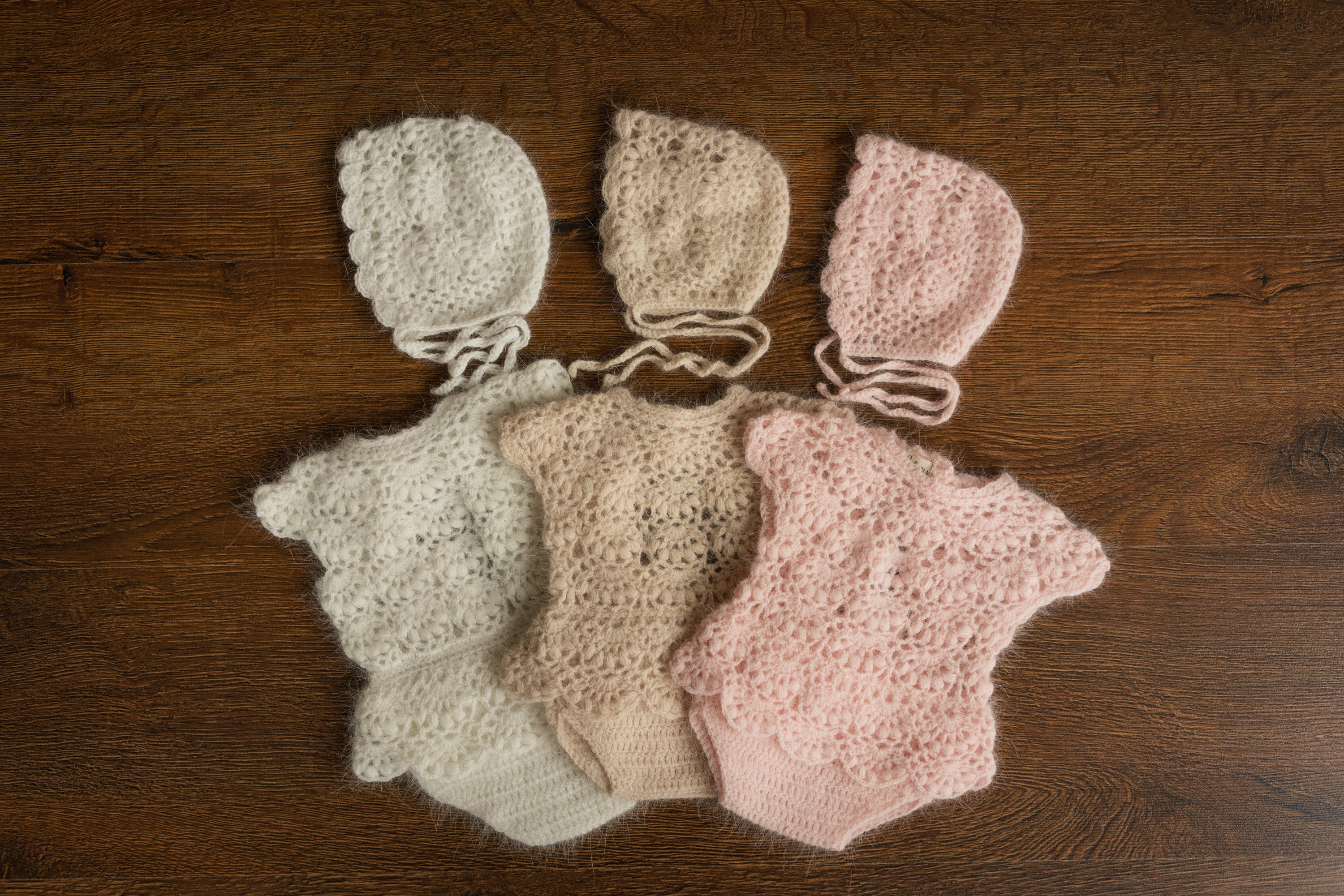 Newborn Knitted Girl Romper, Newborn Girl Bonnet, Newborn Romper Girl, Newborn Girl Outfit,Newborn Photography Props,Newborn Photo Props Set