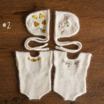 Newborn Knitted Romper for Girl with Bonnet & Wrap,Newborn Romper Girl,Newborn Girl Outfit,Newborn Photography Props,Newborn Photo Props Set