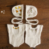 Newborn Knitted Romper for Girl with Bonnet & Wrap,Newborn Romper Girl,Newborn Girl Outfit,Newborn Photography Props,Newborn Photo Props Set