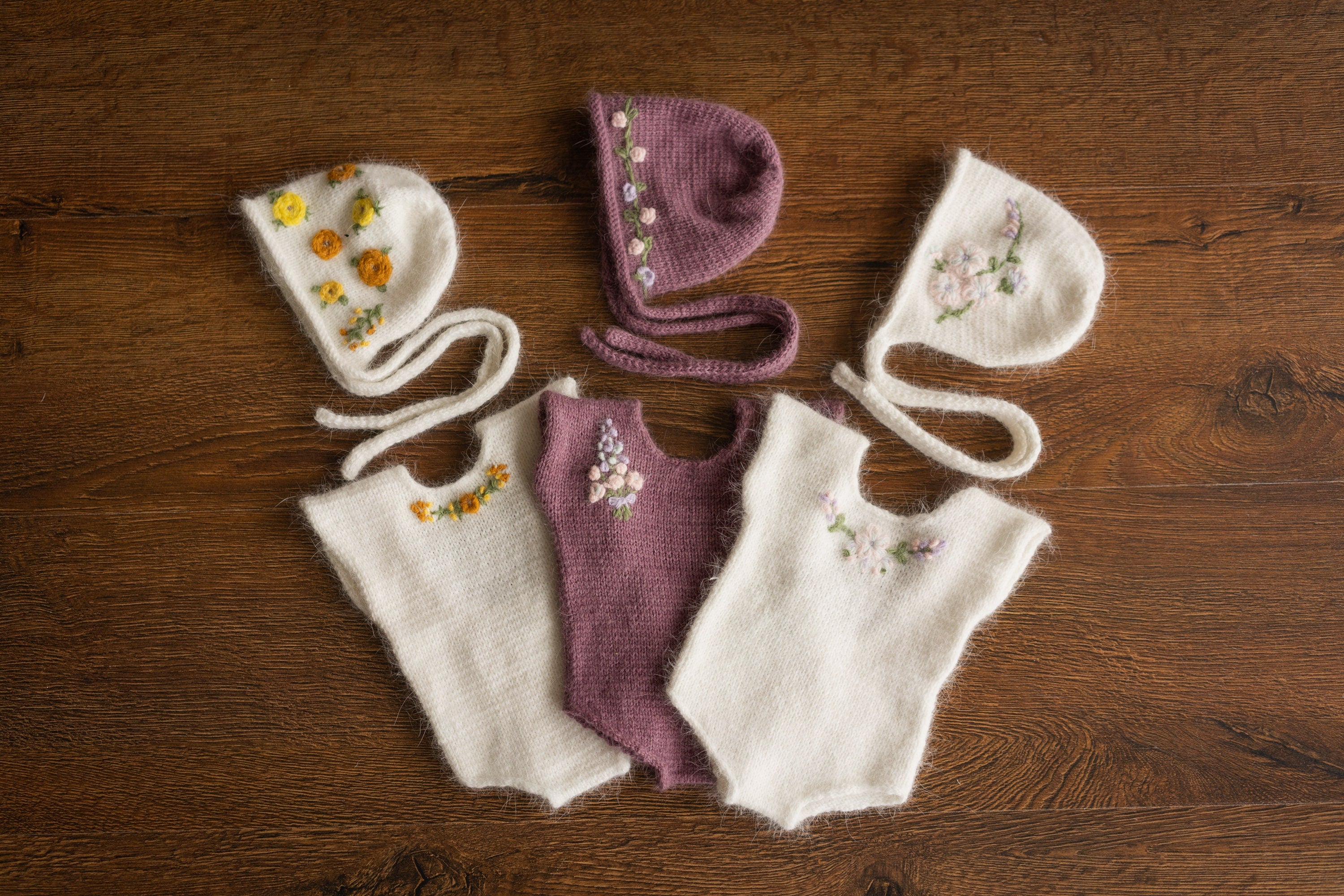 Newborn Knitted Romper for Girl with Bonnet & Wrap,Newborn Romper Girl,Newborn Girl Outfit,Newborn Photography Props,Newborn Photo Props Set