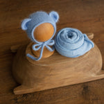 Newborn Teddy Bear Hat and Knitted Wrap Set, Newborn Knitted Outfit,Newborn Photography Props,Newborn Knitted Wrap,Newborn Bear Hat Prop