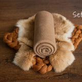 Copper Newborn Photography Props Set, Newborn Merino Wool Blanket, Newborn Knitted Wrap and Bonnet, Newborn Posing Pillow, Newborn Fur Prop