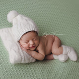 Newborn Cable Knitted Hat with Pom Pom, Newborn Coming Home Outfit, Newborn Posing Pillow,Newborn Knitted Outfit,Newborn Photography Props