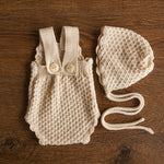 Natural Newborn Crochet Romper and Bonnet Set, Newborn Knitted Outfit, Newborn Knitted Blanket, Newborn Photography props, Baby Girl Romper