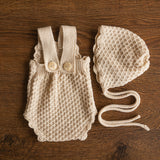 Natural Newborn Crochet Romper and Bonnet Set, Newborn Knitted Outfit, Newborn Knitted Blanket, Newborn Photography props, Baby Girl Romper