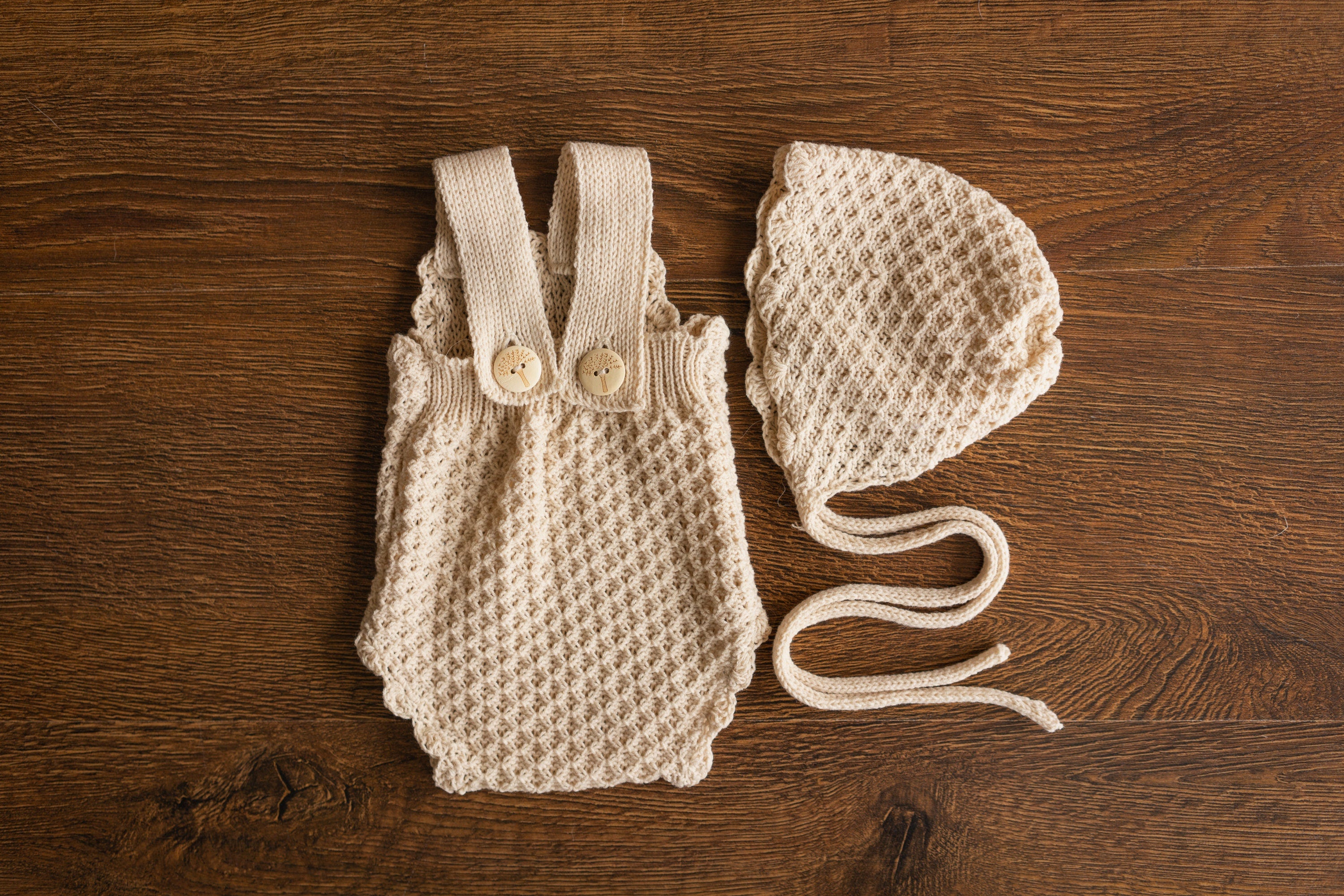 Natural Newborn Crochet Romper and Bonnet Set, Newborn Knitted Outfit, Newborn Knitted Blanket, Newborn Photography props, Baby Girl Romper