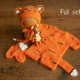 Tiger Newborn Knitted Outfit,Newborn Tiger Outfit,Newborn Photography props,Baby Tiger Costume,Newborn Felted Tiger Toy,Tiger Bonnet and Toy