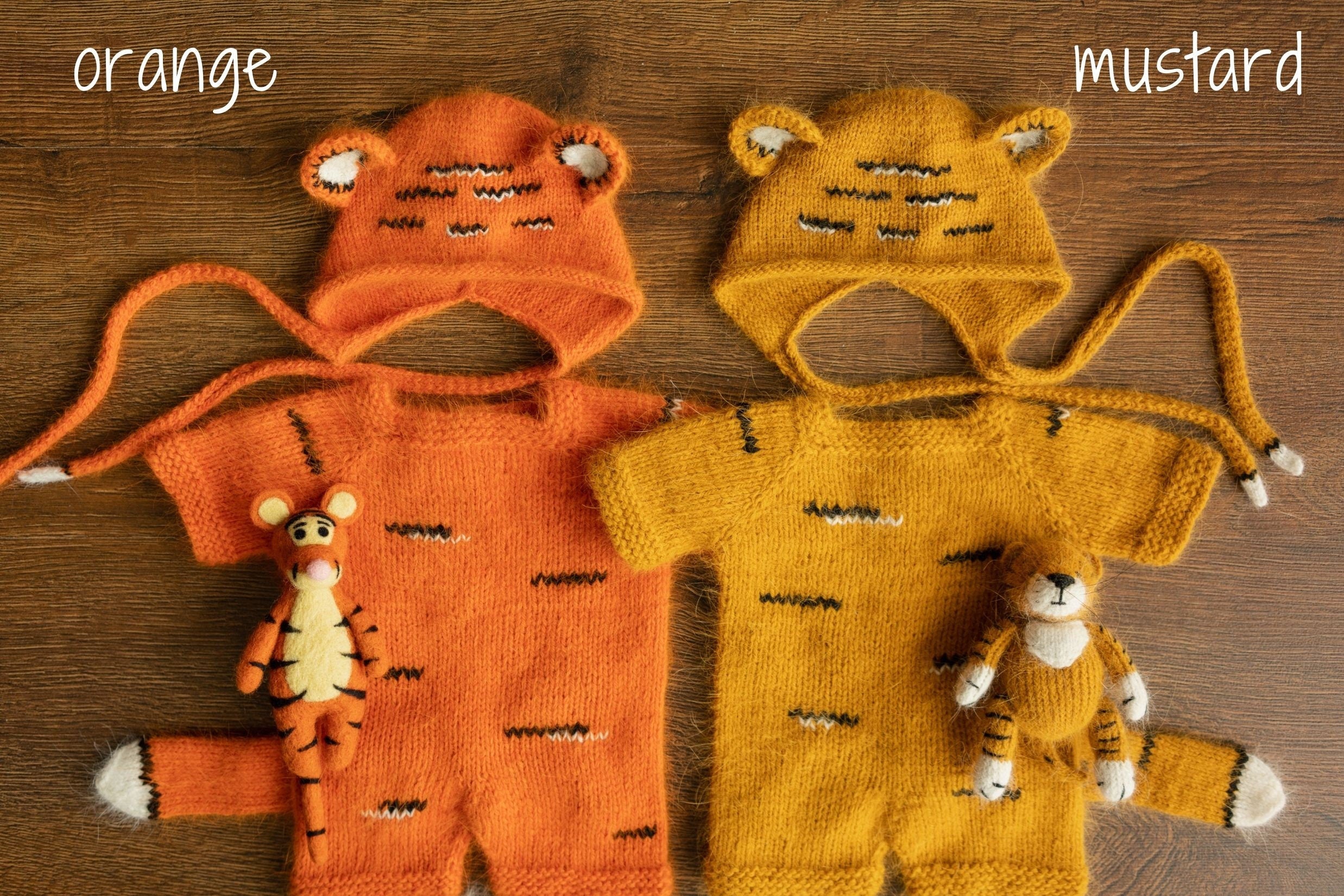 Tiger Newborn Knitted Outfit,Newborn Tiger Outfit,Newborn Photography props,Baby Tiger Costume,Newborn Felted Tiger Toy,Tiger Bonnet and Toy