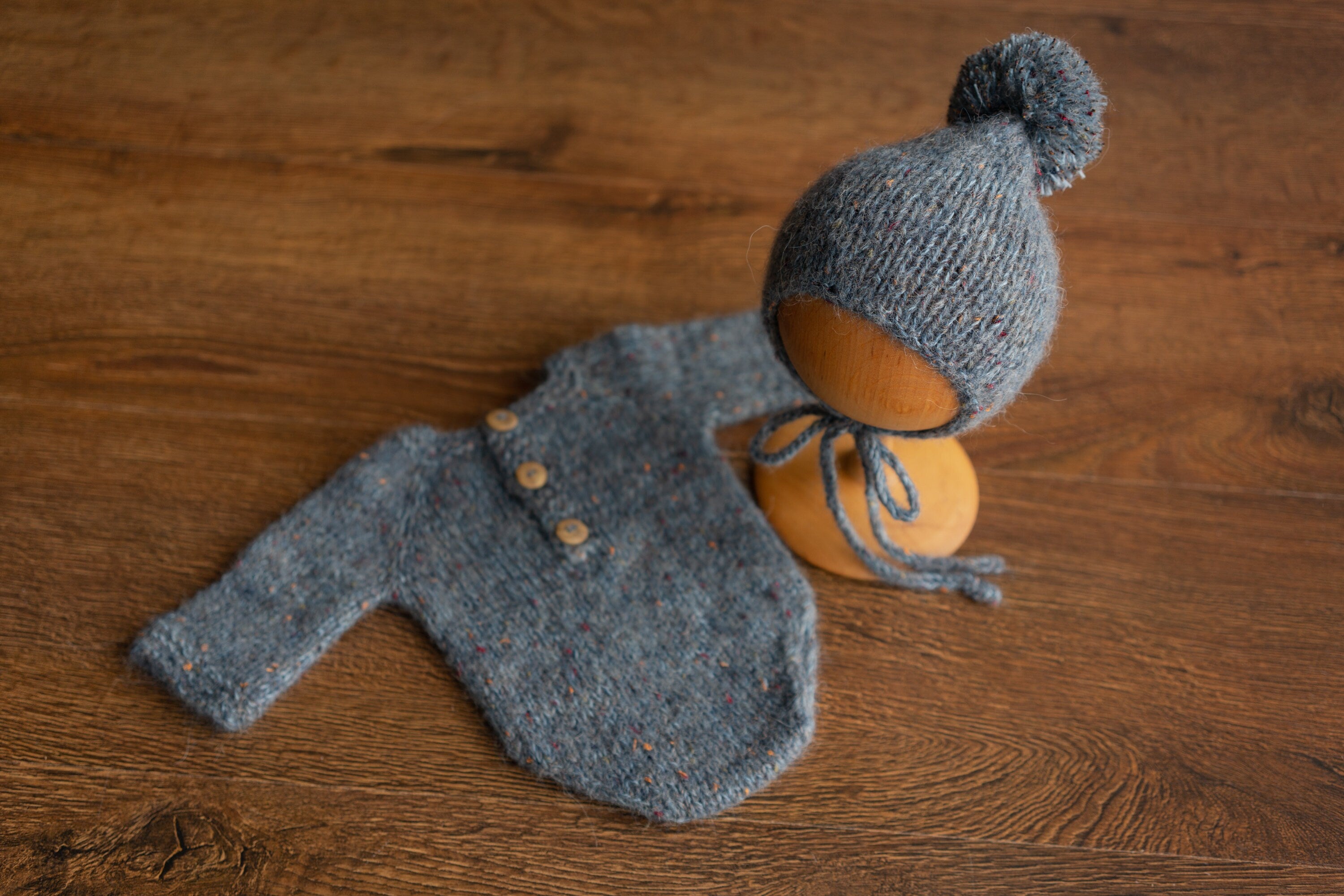 Newborn Romper Outfit with Pom Pom Hat, Newborn Boy Coming Home Outfit, Newborn Girl Romper,Newborn Knitted Outfit,Newborn Photography props