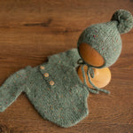 Newborn Romper Outfit with Pom Pom Hat, Newborn Boy Coming Home Outfit, Newborn Girl Romper,Newborn Knitted Outfit,Newborn Photography props