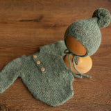 Newborn Romper Outfit with Pom Pom Hat, Newborn Boy Coming Home Outfit, Newborn Girl Romper,Newborn Knitted Outfit,Newborn Photography props