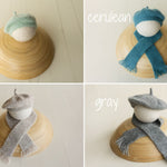 Newborn Beret Hat, Newborn French Hat, Newborn Knitted Outfit, Baby Beret with Baby Scarf, Newborn Outfit Girl, Unisex Baby Clothing Knitted