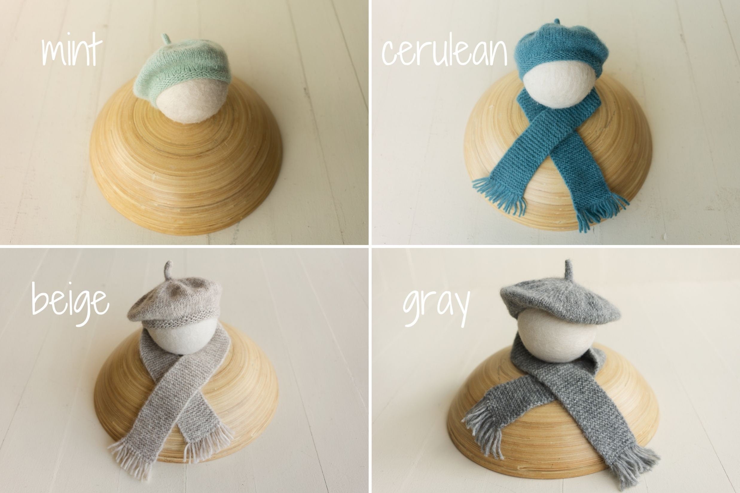 Newborn Beret Hat, Newborn French Hat, Newborn Knitted Outfit, Baby Beret with Baby Scarf, Newborn Outfit Girl, Unisex Baby Clothing Knitted