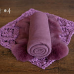 Newborn Plum Photography Props Set, Newborn Knitted Blanket, Newborn Posing Fabric, Newborn Fabric Backdrop Prop, Newborn Posing Pillow Prop