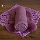 Newborn Plum Photography Props Set, Newborn Knitted Blanket, Newborn Posing Fabric, Newborn Fabric Backdrop Prop, Newborn Posing Pillow Prop