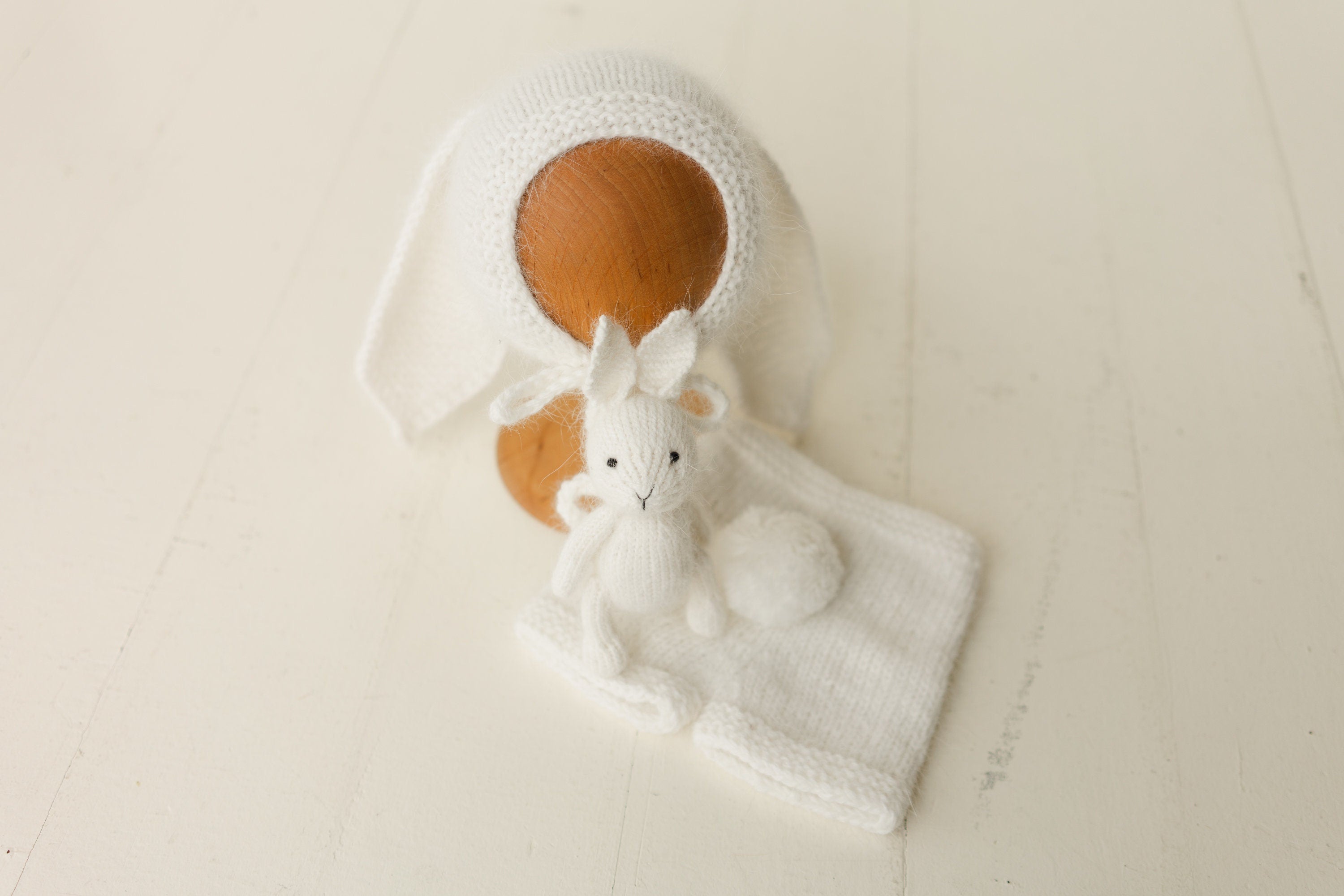 Angora Wool Knitted Baby Rabbit Hat – Newborn Bunny Outfit Prop