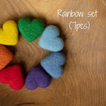 Newborn Rainbow Felted Heart Set, Newborn photography props, Newborn Rainbow photo props,Newborn felted prop,Baby Rainbow Felted Wool Hearts