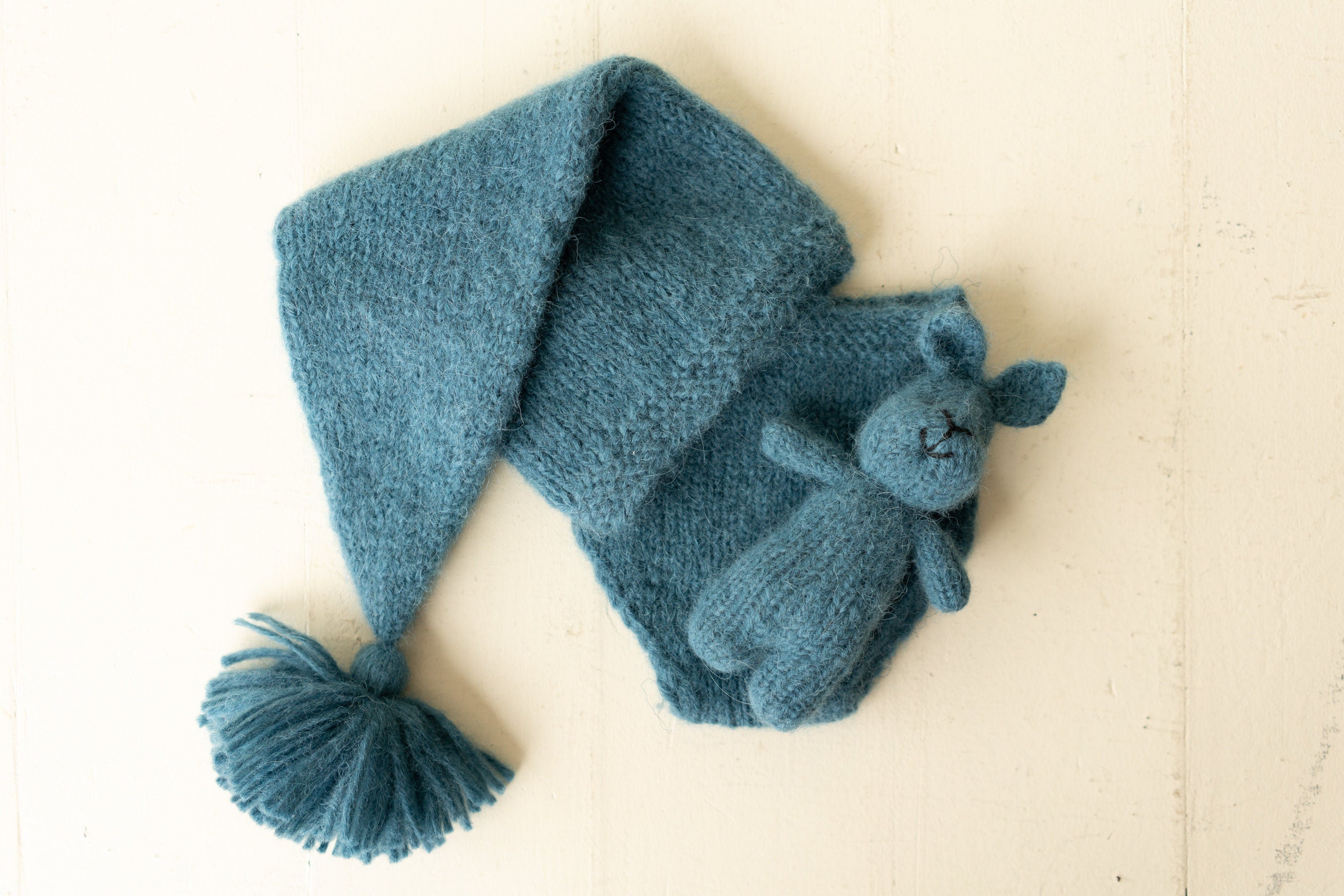 Newborn Knitted Teddy Bear Photography Props, Newborn Bunny Photo Toy, Small Hand-knitted Toy,Baby Crochet Bear Toy,Newborn Photography Prop