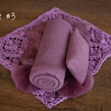 Newborn Plum Photography Props Set, Newborn Knitted Blanket, Newborn Posing Fabric, Newborn Fabric Backdrop Prop, Newborn Posing Pillow Prop
